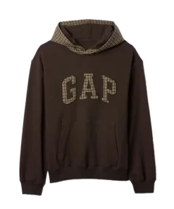 Gap Houndstooth Logo Hoodie Terra Brown