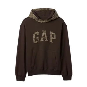 Gap Houndstooth Logo Hoodie Terra Brown