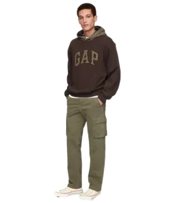 Gap Houndstooth Logo Hoodie Terra Brown For Man