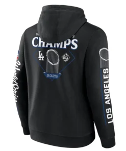 Alternative view of Los Angeles Dodgers Black 2025 World Series Champions Hoodie