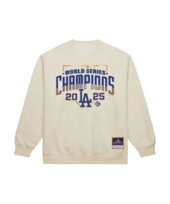 Los Angeles Dodgers Mitchell & Ness 2025 World Series Champions Sweatshirt – Cream