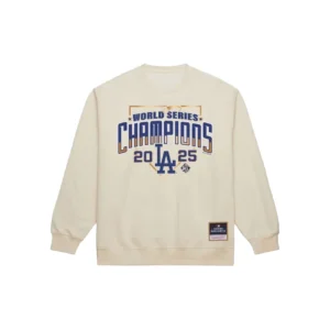 Los Angeles Dodgers Mitchell & Ness 2025 World Series Champions Sweatshirt – Cream
