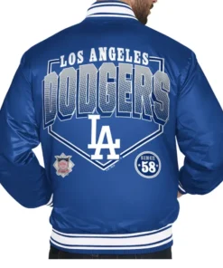Alternative view of Los Angeles Dodgers Starter Home Plate Printed Satin Varsity Jacket