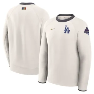 Men's Los Angeles Dodgers Nike White 2025 Gold Collection Tech Fleece Pullover Sweatshirt