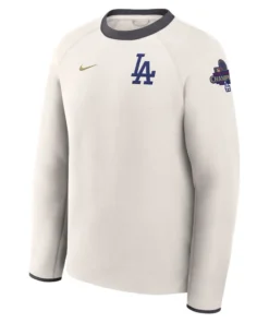 Men's Los Angeles Dodgers Nike White 2025 Gold Collection Tech Fleece Pullover Sweatshirt For Woman