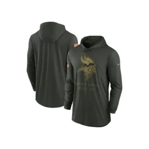 Minnesota Vikings 2025 Salute to Service Hooded Long Sleeve T-shirt