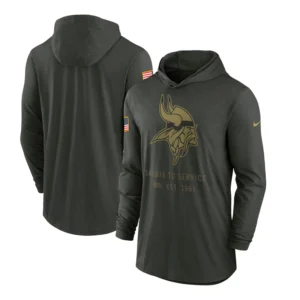 Minnesota Vikings Nike Forest Green 2025 Salute to Service Sideline Dri-FIT Hoodie