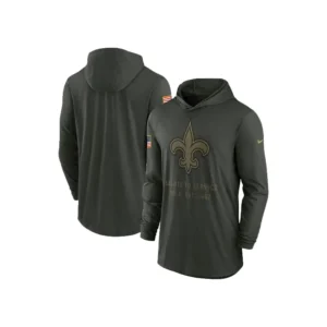 New Orleans Saints 2025 Salute to Service Hooded Long Sleeve T-shirt