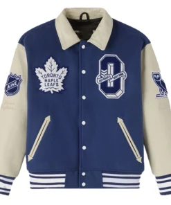OVO X NHL 2025 Toronto Maple Leafs Varsity Jacket – Blue
