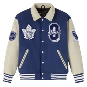 OVO X NHL 2025 Toronto Maple Leafs Varsity Jacket – Blue