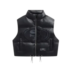 San Francisco 49ers Faux Leather Cropped Puffer Vest For Man