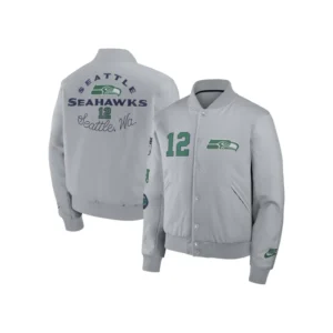Seattle Seahawks Nike Gray Rivalries Collection Full-Snap Varsity Jacket
