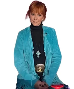 The Voice S28 Reba McEntire Blue Fringe Coat