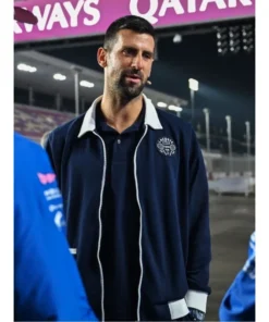 Novak Djokovic Formula 1 Qatar Grand Prix 2025 Lacoste Tennis Club White Trim Bomber Jacket