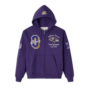 OVO 2025 Baltimore Ravens Waffle Lined Hoodie For Woman