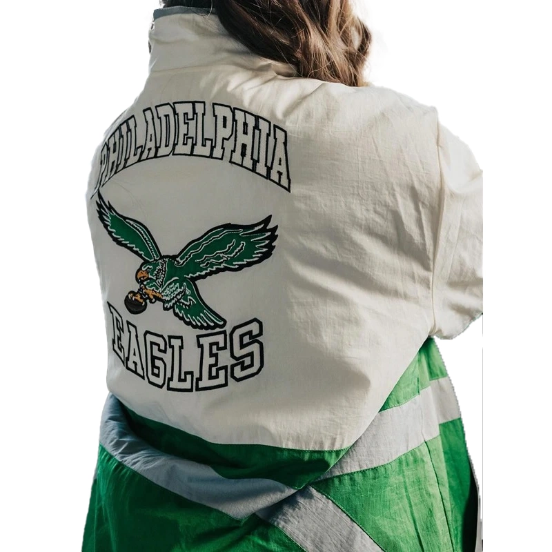 Philadelphia Eagles Green and White Starter Jacket For Unisex
