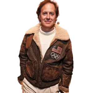 2026 Winter Olympics Polo Ralph Lauren Team USA Brown Leather Flight Jacket For