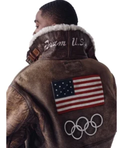 2026 Winter Olympics Polo Ralph Lauren Team USA Brown Leather Flight Jacket For Unisex For Man