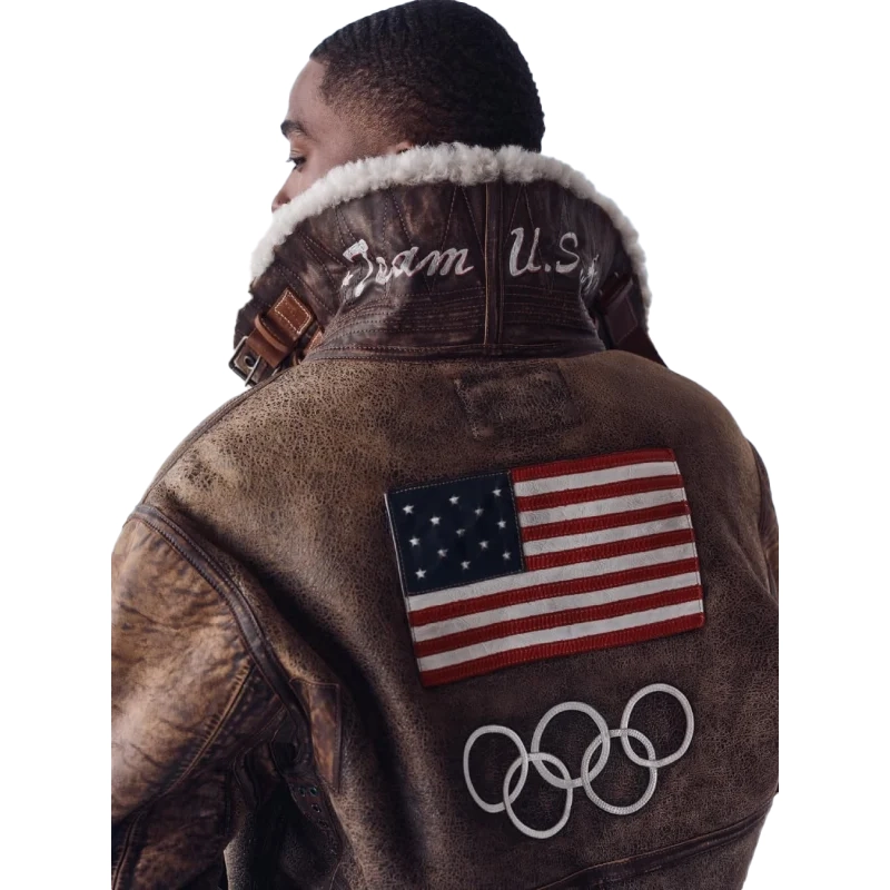 2026 Winter Olympics Polo Ralph Lauren Team USA Brown Leather Flight Jacket For Unisex For Man