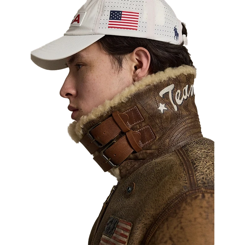 2026 Winter Olympics Polo Ralph Lauren Team USA Brown Leather Flight Jacket