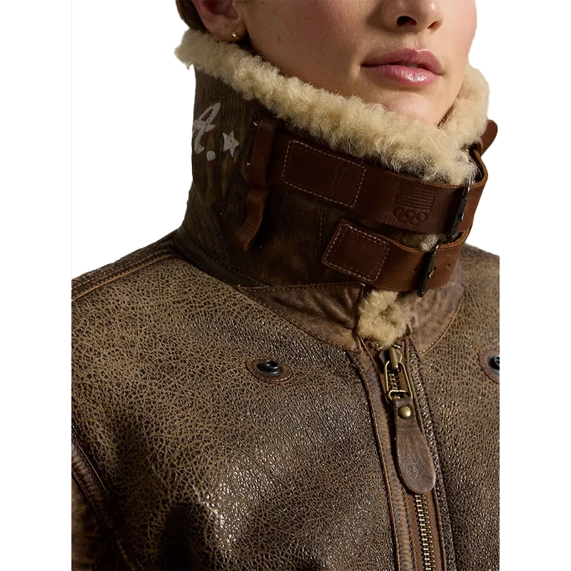2026 Winter Olympics Polo Ralph Lauren Team USA Brown Leather Flight Jacket2026 Winter Olympics Polo Ralph Lauren Team USA Brown Leather Flight Jacket For Man