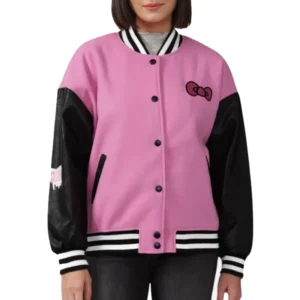 Hello Kitty Pink & Black Varsity Bomber Jacket