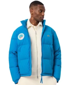 Lacoste x Olympic Heritage Cortina Blue Puffer Jacket For Woman
