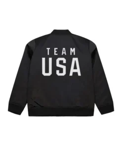 Men’s Black Team USA Coach Snoop Satin Full-Zip Bomber Jacket