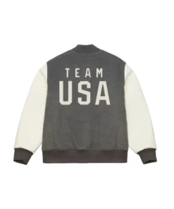 Men’s Heather Cream Team USA Coach Snoop Full-Snap Varsity Jacket