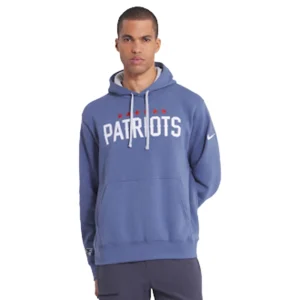 New England Patriots Nike Storm Blue 2025 Rivalries Club Hoodie For Man