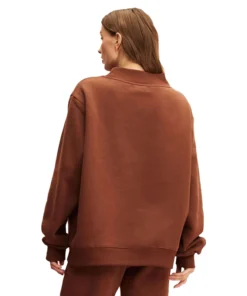 Parke Monochrome Varsity Mockneck Sweatshirt Brown