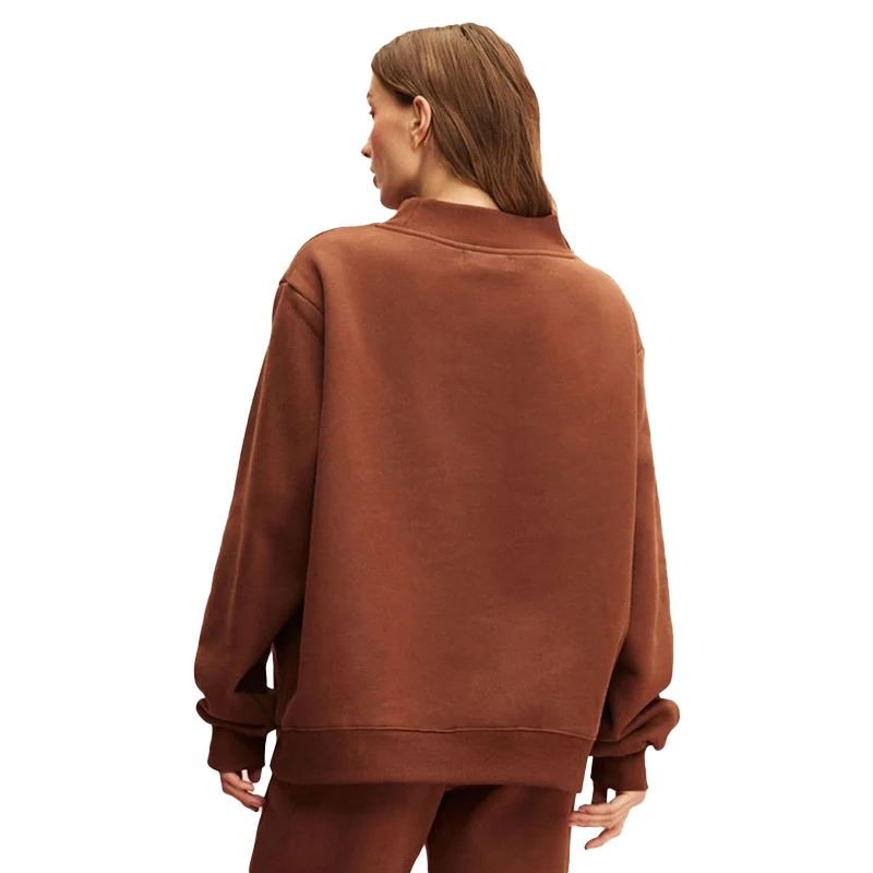 Parke Monochrome Varsity Mockneck Sweatshirt Brown