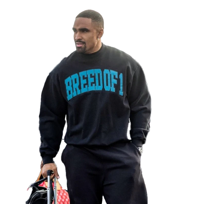 Recreated – Jalen Hurts Breed of 1 Crewneck Sweatshirt – Black & White