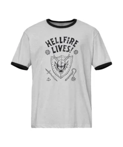 Stranger Things Hellfire Lives Ringer T-Shirt For man