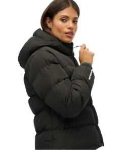 Superdry Black Hooded Sports Puffer Jacket 2026