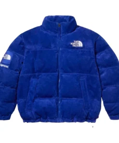 Unisex Supreme The North Face Suede Nuptse Blue Jacket