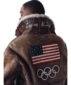 2026 Winter Olympics Polo Ralph Lauren Team USA Brown Leather Flight Jacket