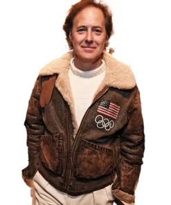 2026 Winter Olympics Polo Ralph Lauren Team USA Brown Leather Flight Jacket For Man