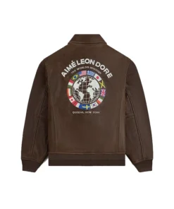 Aime Leon Dore World’s Borough Leather Flight Jacket - Image 3