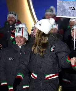 EA7 Emporio Armani Team Italy Milano Cortina 2026 Winter Olympics Opening Ceremony Bomber Jacket – Grey