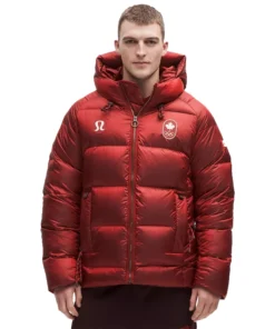 Lululemon Men’s Winter Olympics 2026 Team Canada Red Hooded Puffer Jacket (1)