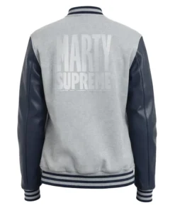 Marty Supreme Gray and Navy Blue Varsity Jackets