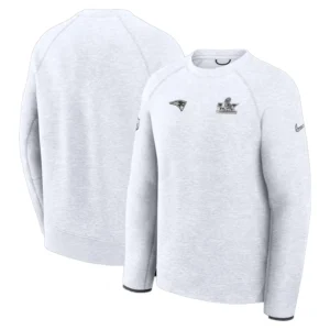 Men's Nike Heather Gray New England Patriots Super Bowl LX Opening Night Tech Fleece Sweatshirt