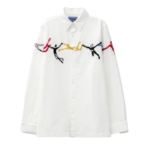 Rupauls Drag Race S18 Jane White Figured Embroidered Shirt