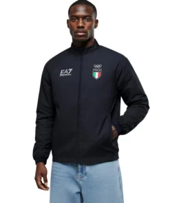 Unisex Team Italy EA7 Emporio Armani Tech Black Jacket
