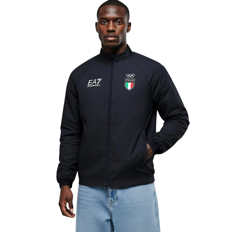 Unisex Team Italy EA7 Emporio Armani Tech Black Jacket