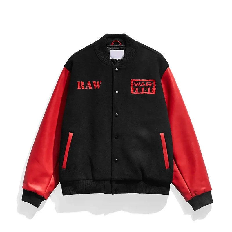 WWE Raw Is War Chalk Line Wool Varsity Black & Red Jacket