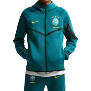 Brazil National Team Nike Tech Fleece Windrunner Green Hoodie
