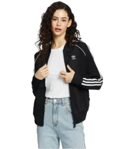 RECREATED - Kendall Jenner Adidas 2026 Three Stripe Black Cropped Bomber Jacket
