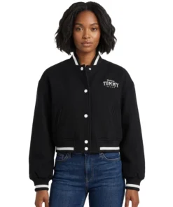 Tommy Hilfiger Padded Cropped Varsity Bomber Jacket